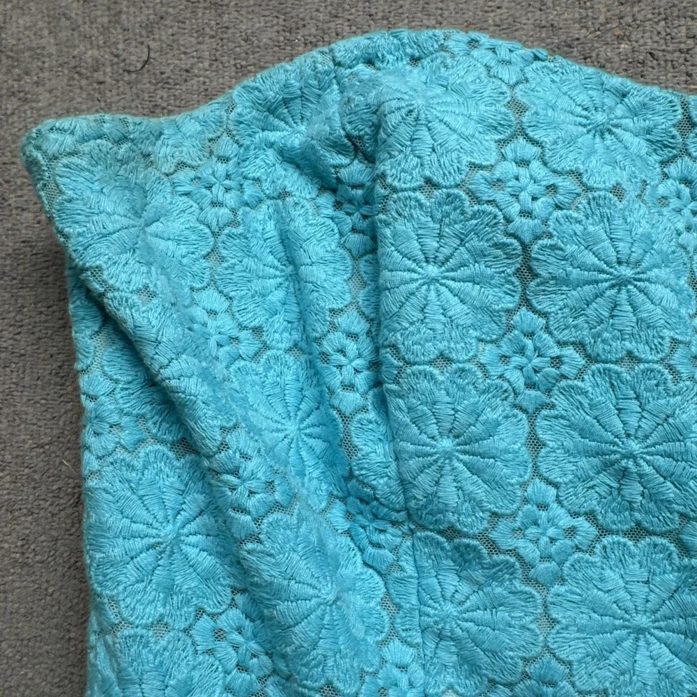 Lilly Pulitzer Blue Daisy Eyelet Strapless‎ Vicki Dress Women's 12 Floral Retro - Picture 3 of 11